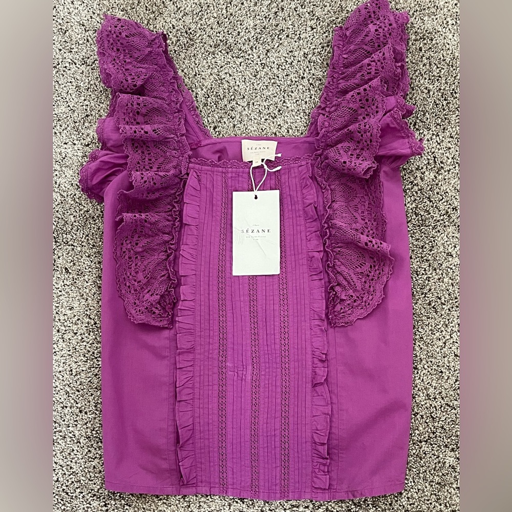 Sezane Lexy Blouse Orchid Purple Sz 2